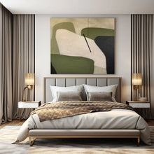 Load image into Gallery viewer, Green &amp; White Geometric Abstract Painting, Ideal for Modern Home Office &amp; Contemporary Lounge LargeART1470

