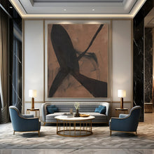 Load image into Gallery viewer, “Dark Ribbons on Brown” - Brown, Black Abstract Art on Canvas DKH1156
