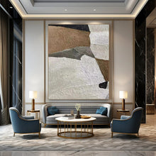 Load image into Gallery viewer, “Neutral Collage Abstraction” - Beige, Grey, Brown, White Abstract Art on Canvas DKH1140
