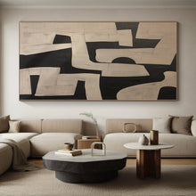 Load image into Gallery viewer, Hand - painted Extensive Black - White Geometric Abstract Acrylic Art for Modern Offices LargeART0100
