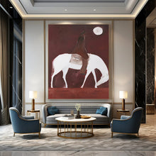 Load image into Gallery viewer, “Rider on White Horse” - Brown, White, and Red Figurative Art on Canvas DKH1425

