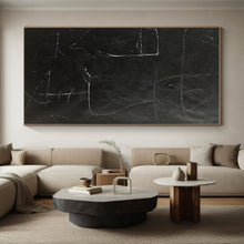 Load image into Gallery viewer, Large - Format Black - White Linear Abstract Art for Art Studio &amp; Modern Hallway LargeART0460
