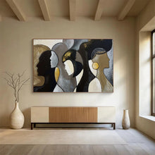 Load image into Gallery viewer, Hand - painted Stylized Female Silhouettes Acrylic Art for Empowering Home Office Spaces LargeART1688
