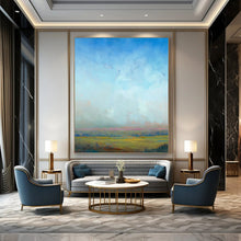 Load image into Gallery viewer, “Hazy Horizon in Soft Blues” Abstract Atmospheric Painting on Canvas, Serene Skyscape Art DKH935
