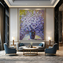 Load image into Gallery viewer, “Impressionistic Purple Flower Bouquet” - Purple, White Floral Art on Canvas DKH1346
