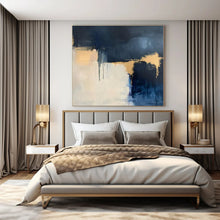 Load image into Gallery viewer, Navy &amp; Gold Abstract Canvas Painting 2, Suited for Art - Filled Hallway &amp; Modern Boutique LargeART1310
