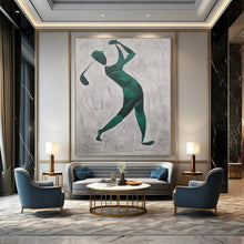 Load image into Gallery viewer, “Green Golfer Silhouette” - Minimalist Sports Art on Canvas DKH1561
