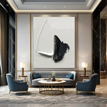 Load image into Gallery viewer, “Black and White Impasto Forms” - Minimalist Shaped Art on Canvas DKH1671
