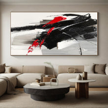 Load image into Gallery viewer, Custom Large Dramatic Black - Red Strokes Art - Ideal for Avant - Garde Gallery &amp; Intimate Dining Room LargeART0787
