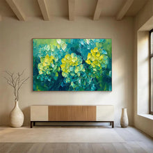 Load image into Gallery viewer, Green - Yellow “Lush Hydrangea Bloom” Painting on Canvas, Nature - Inspired Decor DKH799
