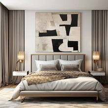Load image into Gallery viewer, Black &amp; White Geometric Abstract Painting, Ideal for Modern Office &amp; Monochrome Living Room LargeART1364
