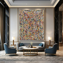 Load image into Gallery viewer, Pollock - Inspired Chaotic Color Streams Abstract Painting - Great for Game Room &amp; Creative Den LargeART2345
