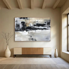 Load image into Gallery viewer, Black &amp; White Abstract - Sophisticated Living Room Art LargeART1565
