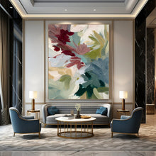 Load image into Gallery viewer, “Soft Pastel Floral Abstraction” - Blush, Green, Blue Flower Art on Canvas DKH1351

