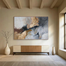 Load image into Gallery viewer, Gray Gold Black Contrast Abstract Painting DKH518
