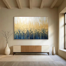 Load image into Gallery viewer, Golden Forest Canopy on Deep Blue Abstract acrylic painting DLZ052
