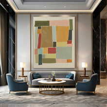 Load image into Gallery viewer, “Colorful Geometric Blocks” Abstract Modern Painting on Canvas, Playful Decor DKH964
