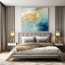 Load image into Gallery viewer, Gold - Blue Ethereal Swirl Acrylic Art, Ideal for Bedroom &amp; Luxury Spa LargeART1025
