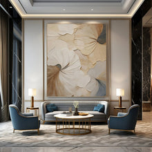 Load image into Gallery viewer, “3D Floral Leaf Relief” - Beige and Brown Textured Art on Canvas DKH1383
