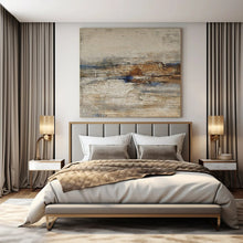 Load image into Gallery viewer, Neutral Textured Abstract with Blue and Brown Art for Coastal - inspired Living Room &amp; Artisanal Café LargeART0969
