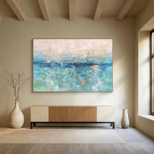 Load image into Gallery viewer, Blue - Green Abstract Painting On Canvas with Textured Layers DKH355
