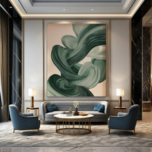 Load image into Gallery viewer, Green - Toned Flowing Ribbons Abstract Art, Suited for Modern Living Room &amp; Creative Studio LargeART1928
