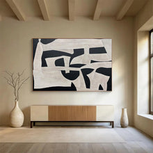 Load image into Gallery viewer, Black and White Geometric Shapes Abstract acrylic painting DLZ093
