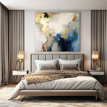 Load image into Gallery viewer, Blue and Gold Abstract Flow Canvas Painting, Suited for Contemporary Bedroom &amp; Sophisticated Office LargeART1240
