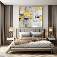 Load image into Gallery viewer, Gray &amp; Yellow Abstract Canvas Painting, Ideal for Modern Living Room &amp; Stylish Office LargeART1314
