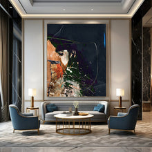 Load image into Gallery viewer, “Midnight Collage” - Dark background with vibrant, layered paint and shapes DTP170
