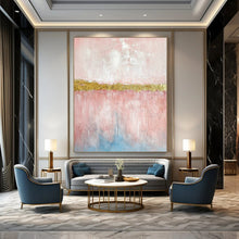 Load image into Gallery viewer, Pink &amp; Gold Strip Abstract Painting, Perfect for Elegant Bedroom &amp; Glamorous Dressing Room LargeART1884

