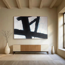 Load image into Gallery viewer, Black - White Geometric Abstract Painting for Modern Study &amp; Art Gallery Corridor DKH181
