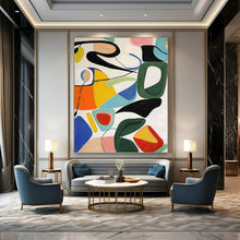 Load image into Gallery viewer, “Colorful Curved Shapes Collage” - Multicolor Abstract Art on Canvas DKH1186
