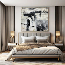 Load image into Gallery viewer, Black and White Textured Abstract Canvas Painting, Perfect for Monochrome Gallery &amp; Sleek Office LargeART1223
