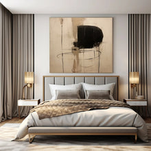 Load image into Gallery viewer, Minimalist Black and Beige Abstract Canvas Painting, Suited for Contemporary Studio &amp; Monochrome Office LargeART1290

