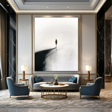 Load image into Gallery viewer, Black &amp; White Lone Figure Abstract Art, Suited for Serene Meditation Room &amp; Contemplative Office LargeART1931

