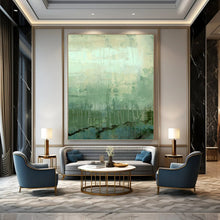 Load image into Gallery viewer, “Subtle Green Layers” Abstract Landscape - Inspired Painting on Canvas, Serene Decor DKH952
