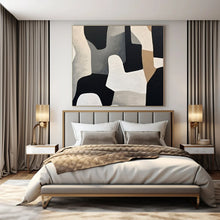 Load image into Gallery viewer, Monochromatic Geometric Abstract Canvas Painting, Suited for Minimalist Bedroom &amp; Modern Art Studio LargeART1280
