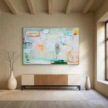 Load image into Gallery viewer, Line - Filled Abstract Painting with Soft Tones for Bohemian Living Room &amp; Creative Studio DKH071
