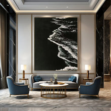 Load image into Gallery viewer, “Black - and - White Wave Silhouette” – Monochrome black and white, with wave silhouettes creating a strong contrast. DTP349
