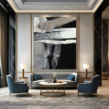 Load image into Gallery viewer, Monochrome Layered Mystery – Black, White, and Beige Textured Abstract DTP193
