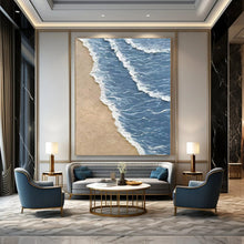 Load image into Gallery viewer, “Textured Beach Waves” – Realistic, textured beach scene with blue waves and beige sand. DTP333
