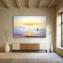 Load image into Gallery viewer, Sunset Sail: Warm - Toned Seaside Scene Large - Scale Hand - painted Abstract Acrylic Art DLZ181
