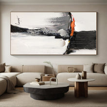 Load image into Gallery viewer, Custom Large Textured Black - White - Orange Art - Ideal for Industrial Loft &amp; Art - Centric Restaurant LargeART0791
