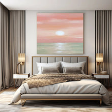 Load image into Gallery viewer, Large - Scale Hand - painted Pink Sunset Over Sea Acrylic Art for Coastal - Themed Bedrooms LargeART0184
