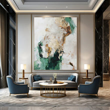 Load image into Gallery viewer, “Green - Gold Abstract Fusion” Abstract Painting on Canvas, Nature - Inspired Decor DKH1008
