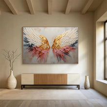 Load image into Gallery viewer, Winged Art “Golden - Pink Wings” Painting on Canvas, Inspirational Decor DKH863
