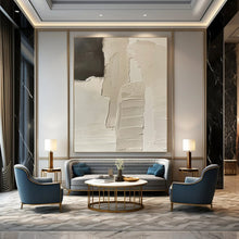 Load image into Gallery viewer, “Layered Neutral Abstraction” - Beige, Black Abstract Art on Canvas DKH1162
