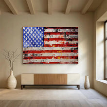Load image into Gallery viewer, Hand - painted Textured American Flag Acrylic Art for Patriotic Home Decor LargeART1735
