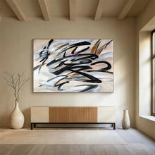 Load image into Gallery viewer, Black and White Expressive Abstract Painting for Modern Studio &amp; Edgy Lounge DKH289
